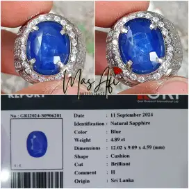 Natural Blue Sapphire 4.89ct Srilanka memo GRI