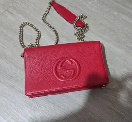 Gucci Soho Shoulder Bag in Red Leather