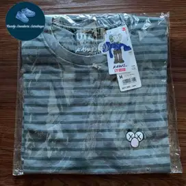 Kaos Uniqlo x Kaws BFF Striped Dark Grey Original