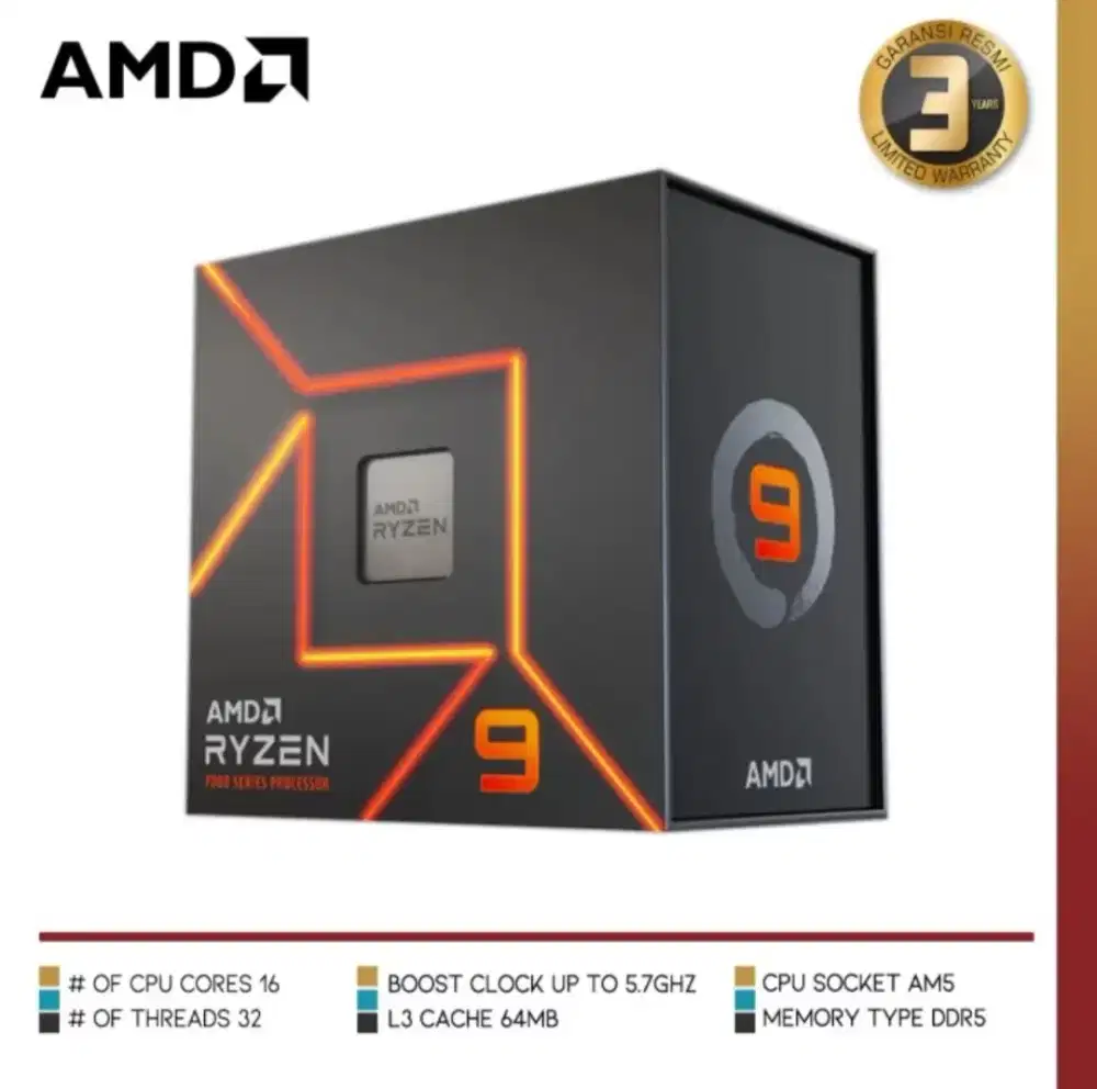Prosesor AMD 7950x 16core 32threads