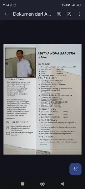 Sedang mencari lowongan driver pribadi