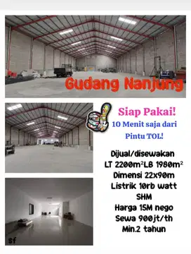 JUAL/SEWA! GUDANG NANJUNG