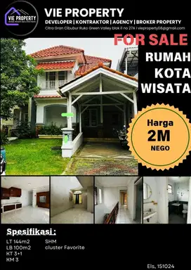 DIJUAL MURAH RAPI SIAP HUNI RUMAH DI KOTA WISATA CIBUBUR