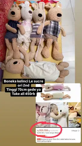 Boneka kelinci Le Sucre ori 70cm
