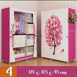LEMARI BAJU / LEMARI PAKAIAN MULTIFUNGSI WARDROBE COVER TREE PINK