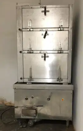 Steamer 3 decks gas turbo blower kukusan besar untuk produksi massal