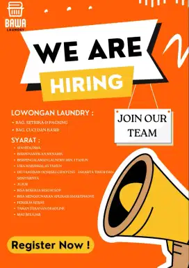 Dibutuhkan Karyawan Laundry Profesional Cipayung Jakarta Timur