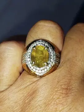Natural yellow sapphire safir 3.71 carat ring alpaka memo MGL kantor