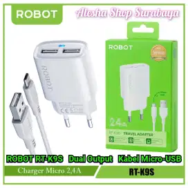Charger ROBOT RT-K9S Dual Output 2.4A Fast Charging & Cable Micro-USB