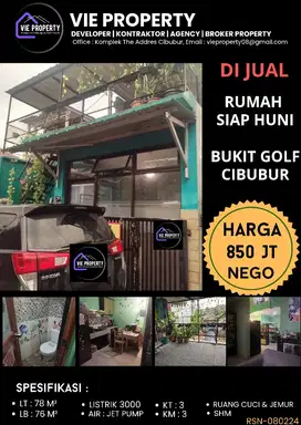 TURUN HARGA, NEGO SAMPE DEAL   Rumah siap huni di Bukit Golf Cibubur