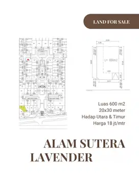 KAVLING SIAP BANGUN ALAM SUTERA LAVENDER LOKASI STRATEGIS