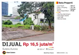 Dijual Kavling Siap Bangun IMB Strategis di Aurora Alam Sutera