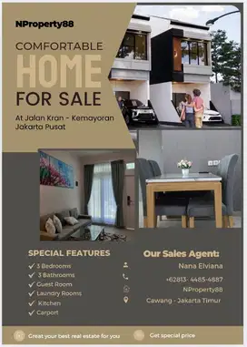 1 Unit lagi! Di Jual Rumah 2 Lantai SHM Di Jalan Kran Garuda Jakpus