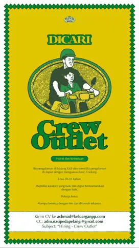 [LOWONGAN PEKERJAAN] STAFF WARUNG NASI PEDA PELANGI