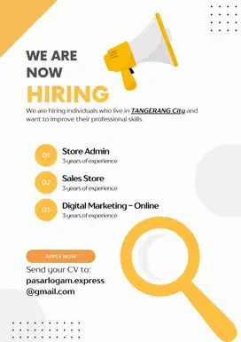 Lowongan Admin Sales , Store Sales , Digital Marketing