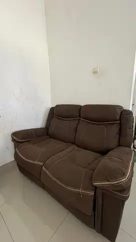 Sofa recliner fabric 2 seater coklat selma boleh nego