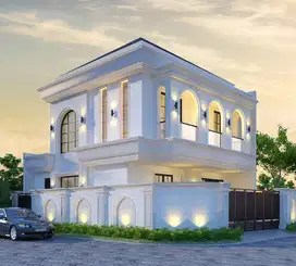Rumah American Classic Modern Di Manyar Kertoadi Surabaya Row 3 Mobil