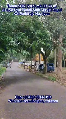 Tanah Dijual Utk Perumahan  Jl Raya Kyai Padak Sblh  Masjid Kapal Podo