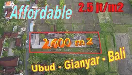 2,600 m2 Land in Blahbatuh only 1,5 Km from Goa Gajah Tourism