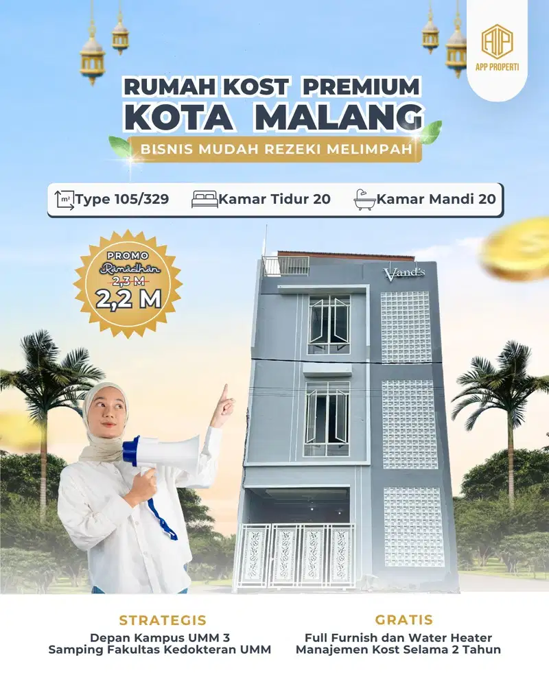 RUMAH KOS 20 KAMAR DEPAN KAMPUS UMM KOTA MALANG