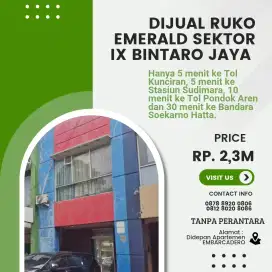 Dijual Ruko Emerald Sektor IX Bintaro Jaya