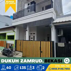 Rumah dijual 2,5 Lantai Cluster Dukuh Zamrud Bekasi Dekat ke Tol Timur