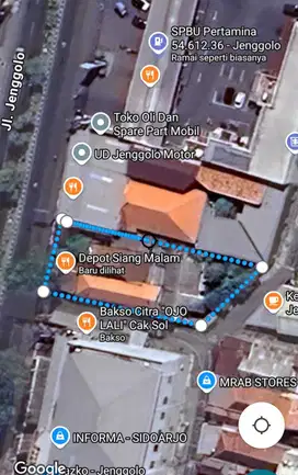 Bangunan  Jln JENGGOLO, SIDOARJO Butuh Renov sesuai kebutuhan penyewa