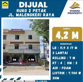 DIJUAL 2 Petak Ruko di Jalan Mallengkeri Raya