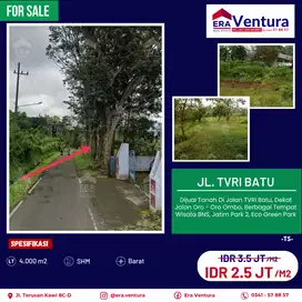 Dijual Tanah Di Jl. TVRI Batu, Dekat Tempat Wisata BNS