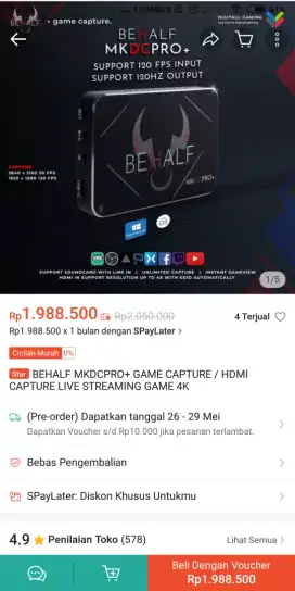Di jual BEHALF game capture