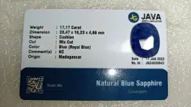 Natural Royal Blue Sapphire 17.17 Ct Mewah Bermemo