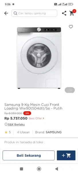Samsung 9kg Mesin Cuci Front Loading ww90t