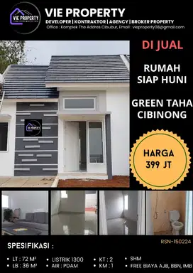 DIJUAL RUMAH MURAH BARU SIAP HUNI   DI GREEN TAHA CIBINONG