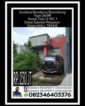 Soultana Residence Barombong Type 36/98 Kamar Tidur 2 WC 1 Dkt Mall