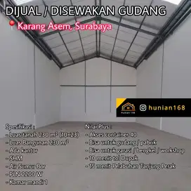 JUAL SEWA Gudang Raya Karang Asem Lebak Fira Kenjeran Surabaya Timur