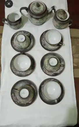 Antique moriage dragonware porcelain tea set