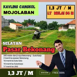 TANAH SETRATEGIS HANYA 1,3 JUTA PER METER DEKAT SOLO DI MOJOLABAN