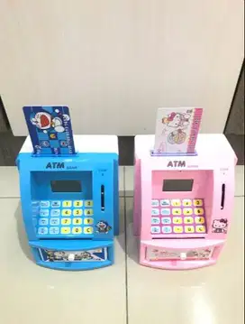 Mainan Anak Celengan ATM Banyak Motif Pilihan Doraemon HK Biru Pink
