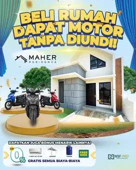 RUMAH 1 LANTAI SIAP HUNI TANPA DP BONUS MOTOR  DI TAJUR  HALANG