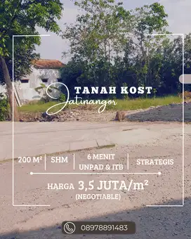 Tanah Jatinangor 200m2 SHM Lokasi Dekat Area Kampus