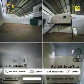 Disewakan Gudang Siap Pakai 1LT Ir. Sutami Strategis Area Pergudangan