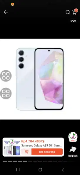 Samsung A35 5G 8/256 ICE Blue pemakaian 4 bulan