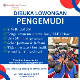DIBUKA LOWONGAN PENGEMUDI DRIVER BUS / ELF / HIACE