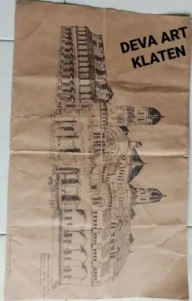 2 lukisan sketsa kuno th 1942 dan 1947