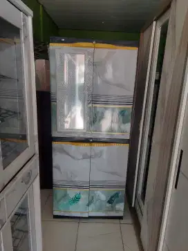 Lemari susun rak 2pintu + cermin pakai kunci
