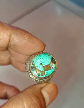 Baru Cincin Pirus Persia Lawas Serat Emas 100% Natural