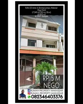RuKo 3,5 lantai Jl. Barrang Lompo LT249-9.5X26 LB 800  SHM