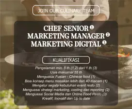 LOWONGAN RESTORAN (CHEF, MANAGER, MARKETING)