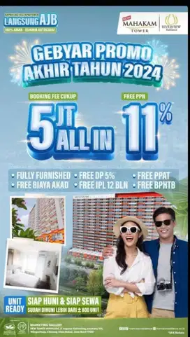 Tipe studio (komersil )  LB 21m² kmr tidur 1 kamar mandi 1