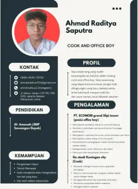 Sedang mecarii kerjaa secepatnya sesuai job di cv